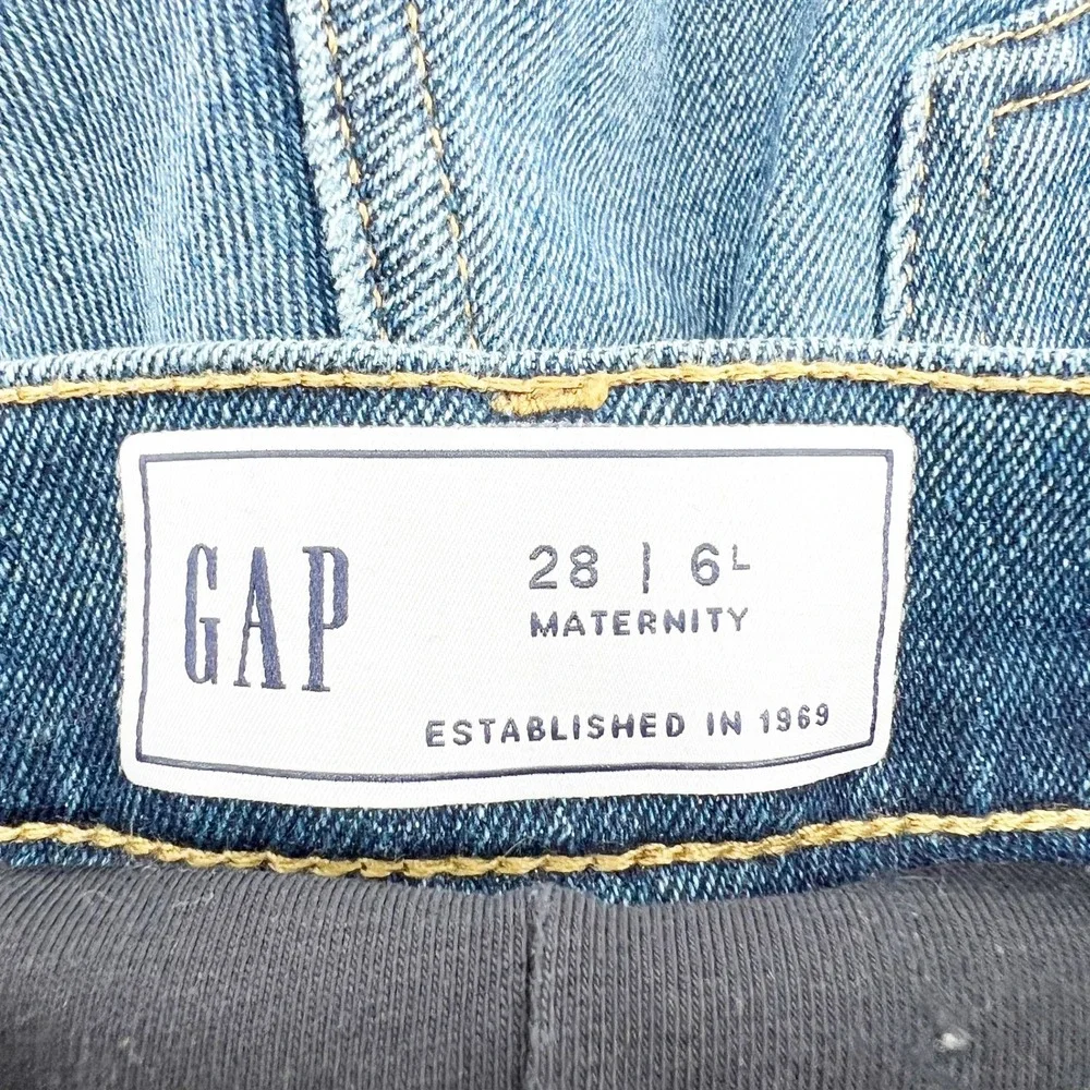 Gap Maternity Jeans Women 28/6 Long Blue Excellent Full Belly Band Straight Leg